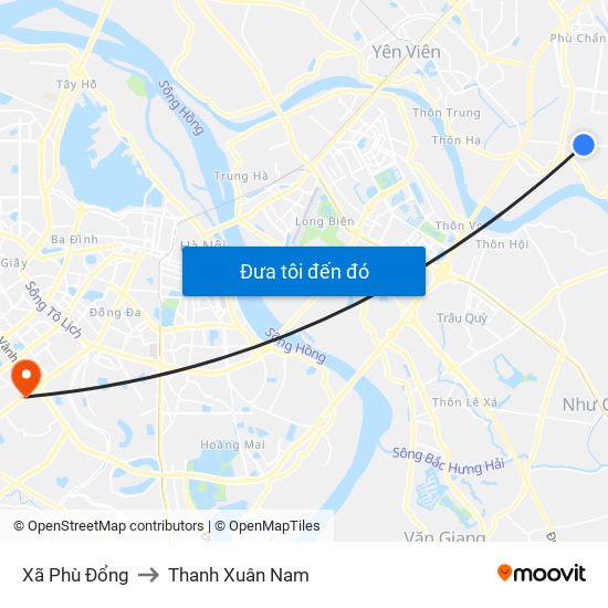 Xã Phù Đổng to Thanh Xuân Nam map