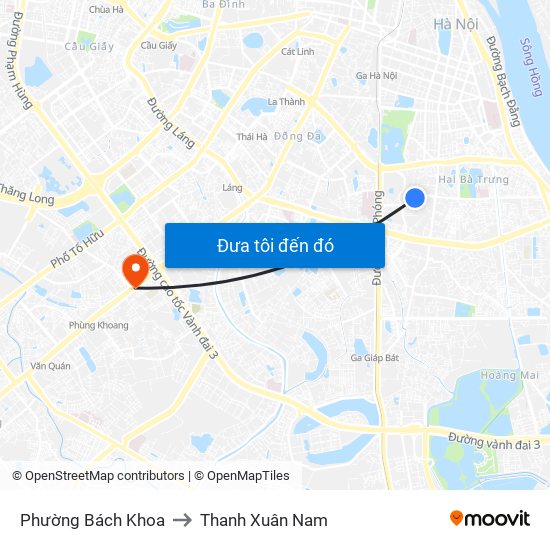 Phường Bách Khoa to Thanh Xuân Nam map