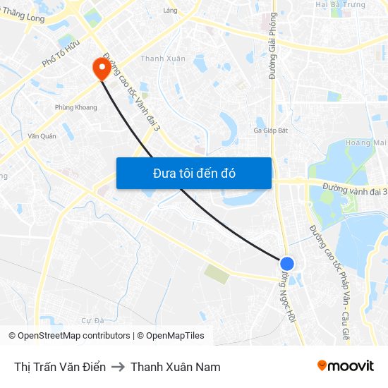 Thị Trấn Văn Điển to Thanh Xuân Nam map