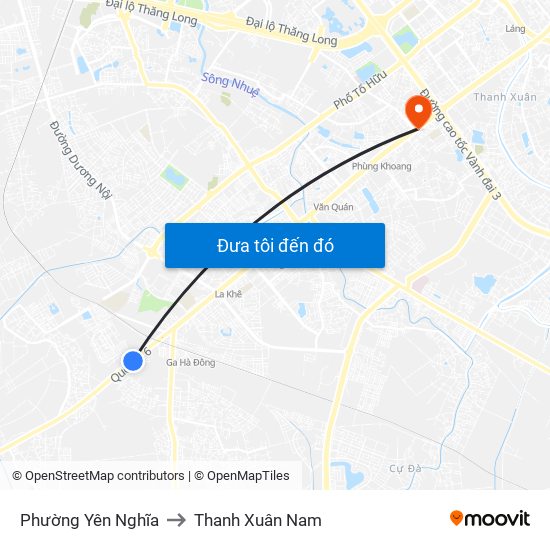 Phường Yên Nghĩa to Thanh Xuân Nam map
