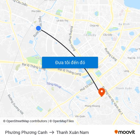 Phường Phương Canh to Thanh Xuân Nam map