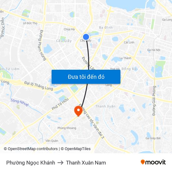 Phường Ngọc Khánh to Thanh Xuân Nam map