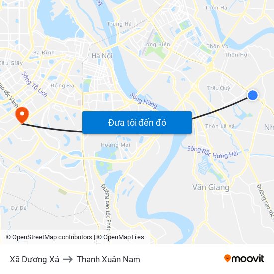 Xã Dương Xá to Thanh Xuân Nam map