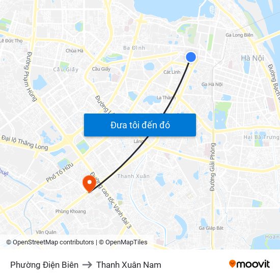 Phường Điện Biên to Thanh Xuân Nam map