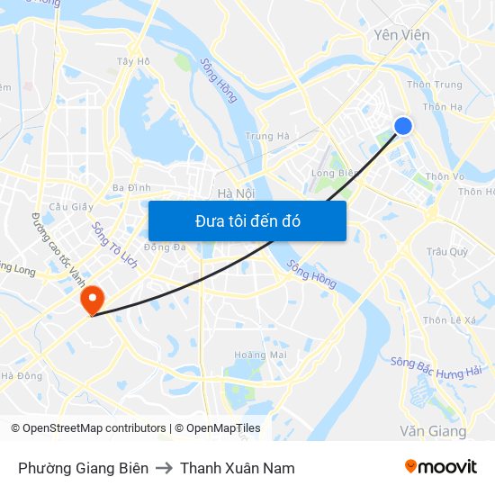 Phường Giang Biên to Thanh Xuân Nam map