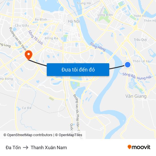 Đa Tốn to Thanh Xuân Nam map
