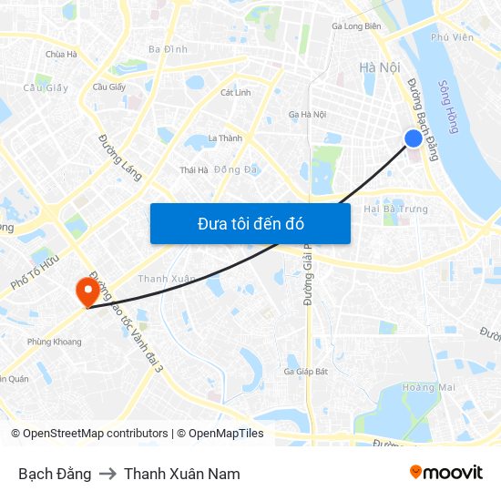 Bạch Đằng to Thanh Xuân Nam map