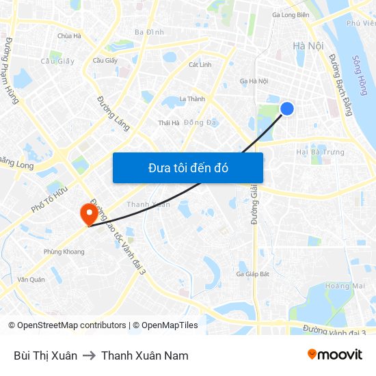 Bùi Thị Xuân to Thanh Xuân Nam map