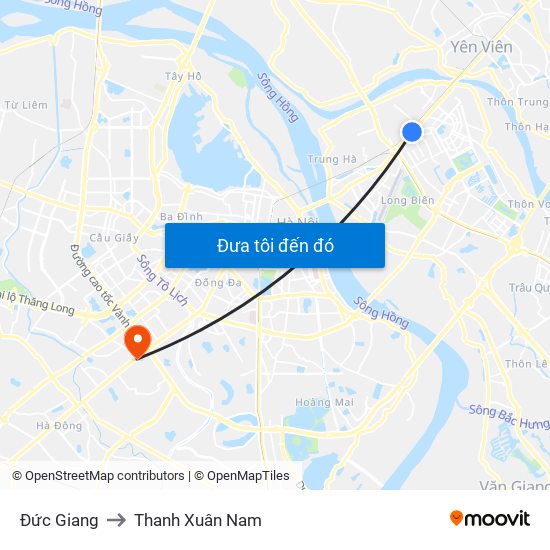Đức Giang to Thanh Xuân Nam map