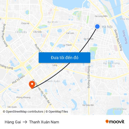 Hàng Gai to Thanh Xuân Nam map