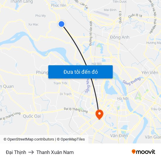 Đại Thịnh to Thanh Xuân Nam map