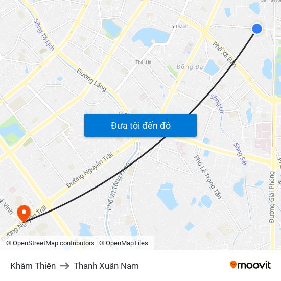 Khâm Thiên to Thanh Xuân Nam map