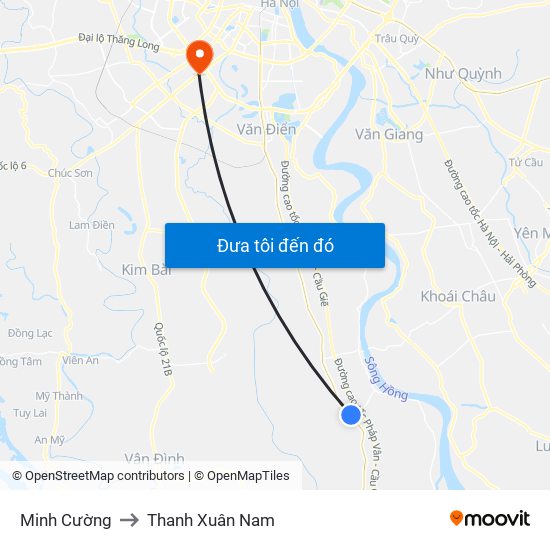 Minh Cường to Thanh Xuân Nam map