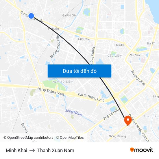 Minh Khai to Thanh Xuân Nam map