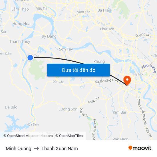 Minh Quang to Thanh Xuân Nam map