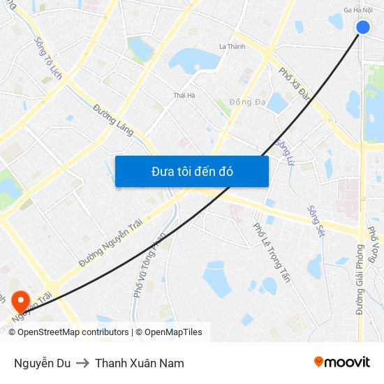 Nguyễn Du to Thanh Xuân Nam map