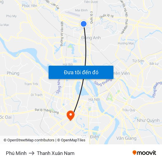 Phú Minh to Thanh Xuân Nam map