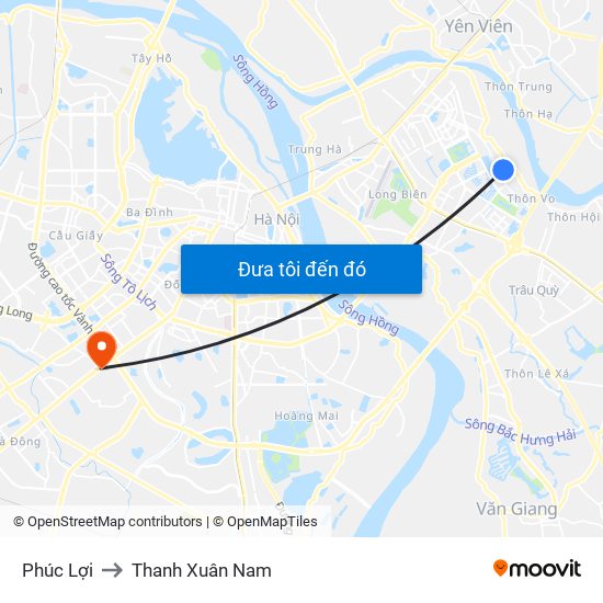 Phúc Lợi to Thanh Xuân Nam map