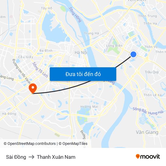 Sài Đồng to Thanh Xuân Nam map
