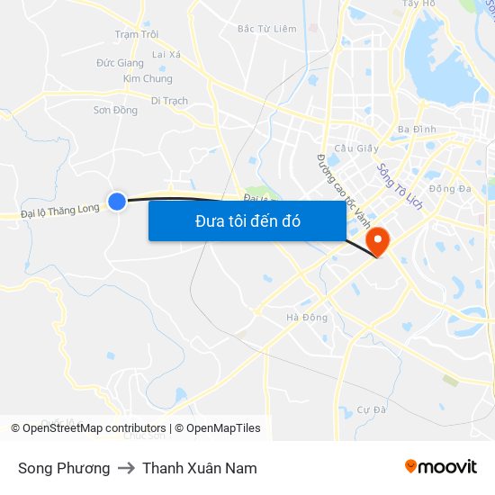 Song Phương to Thanh Xuân Nam map