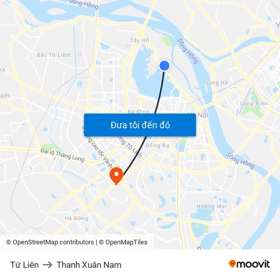Tứ Liên to Thanh Xuân Nam map