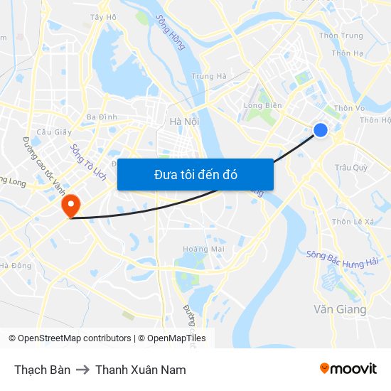 Thạch Bàn to Thanh Xuân Nam map