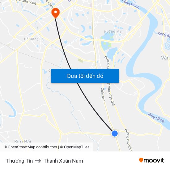 Thường Tín to Thanh Xuân Nam map