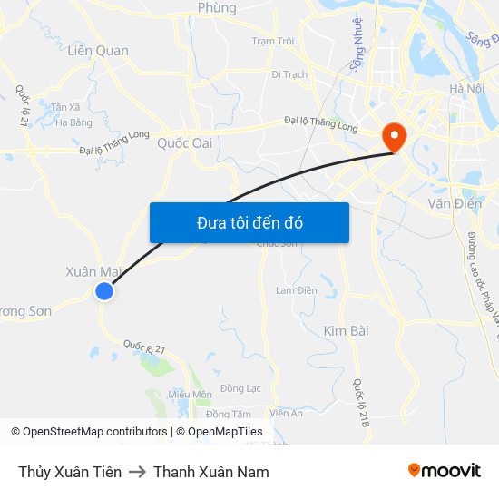 Thủy Xuân Tiên to Thanh Xuân Nam map