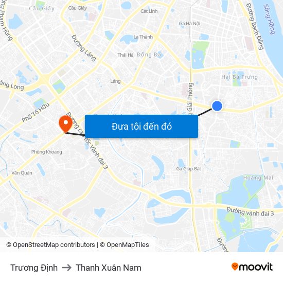 Trương Định to Thanh Xuân Nam map