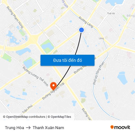 Trung Hòa to Thanh Xuân Nam map