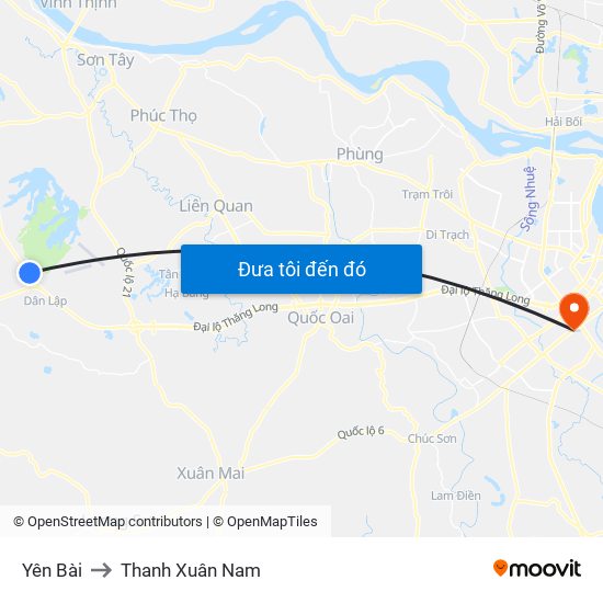 Yên Bài to Thanh Xuân Nam map