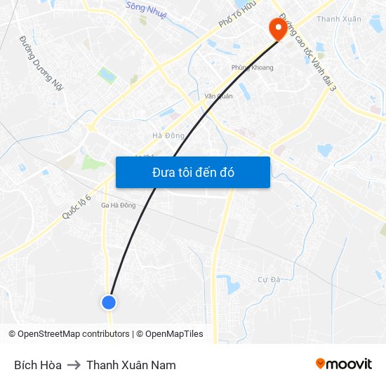 Bích Hòa to Thanh Xuân Nam map
