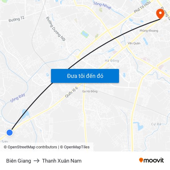 Biên Giang to Thanh Xuân Nam map