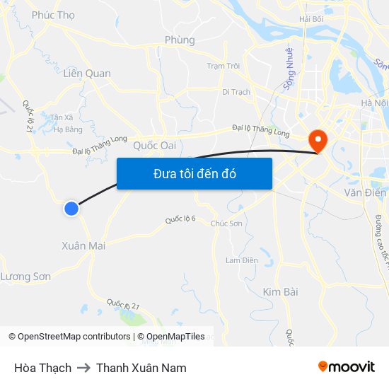 Hòa Thạch to Thanh Xuân Nam map