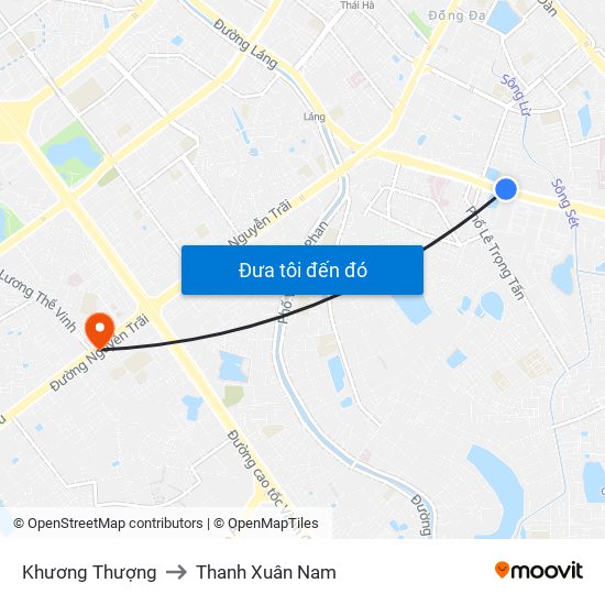 Khương Thượng to Thanh Xuân Nam map