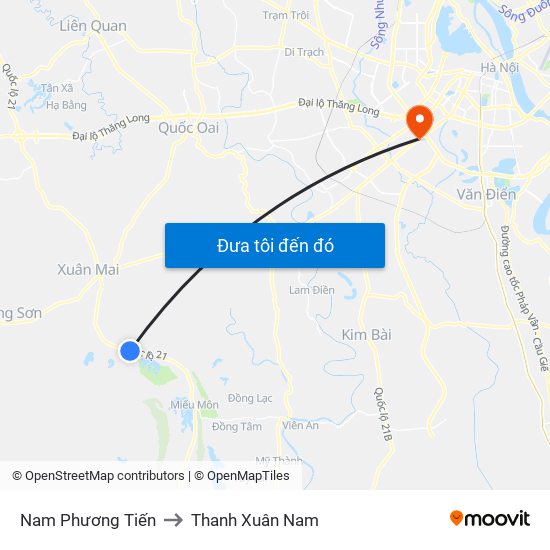 Nam Phương Tiến to Thanh Xuân Nam map