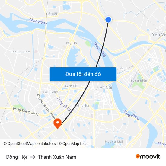 Đông Hội to Thanh Xuân Nam map