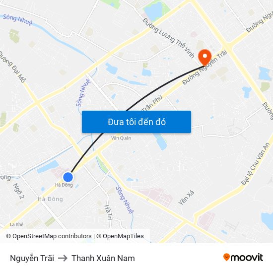 Nguyễn Trãi to Thanh Xuân Nam map