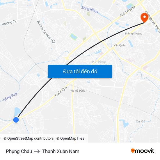 Phụng Châu to Thanh Xuân Nam map