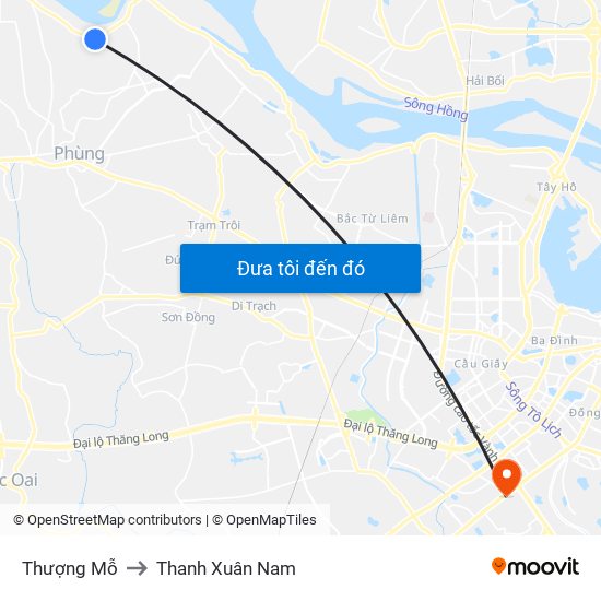 Thượng Mỗ to Thanh Xuân Nam map