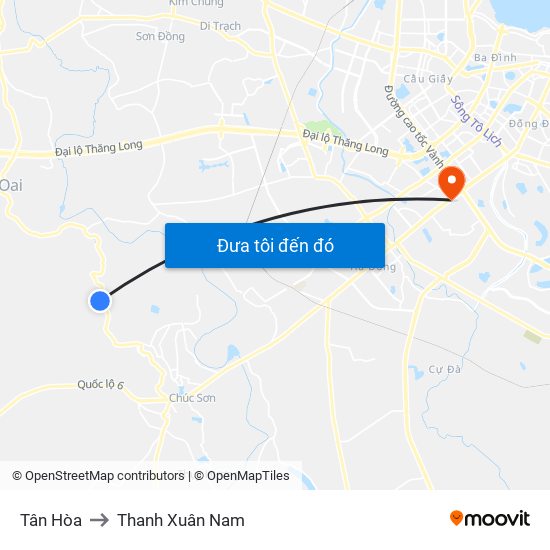 Tân Hòa to Thanh Xuân Nam map