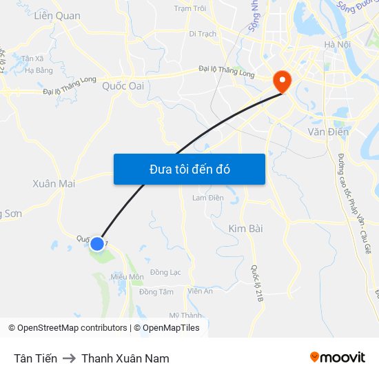 Tân Tiến to Thanh Xuân Nam map