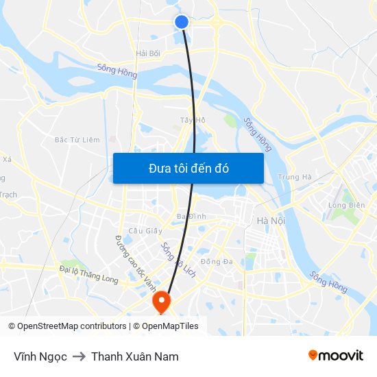 Vĩnh Ngọc to Thanh Xuân Nam map