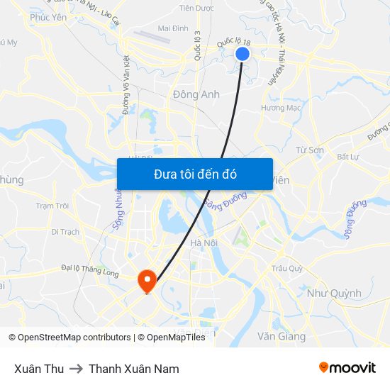 Xuân Thu to Thanh Xuân Nam map