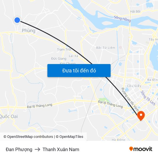 Đan Phượng to Thanh Xuân Nam map