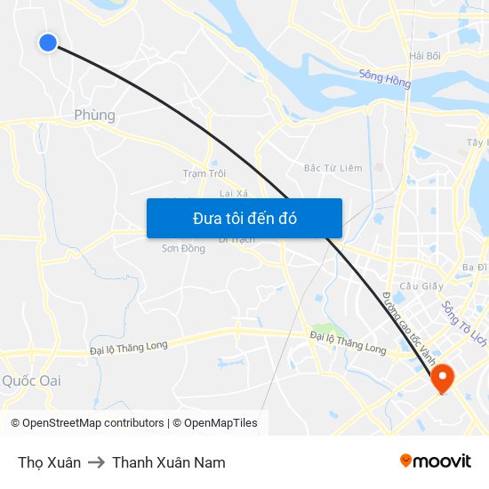 Thọ Xuân to Thanh Xuân Nam map