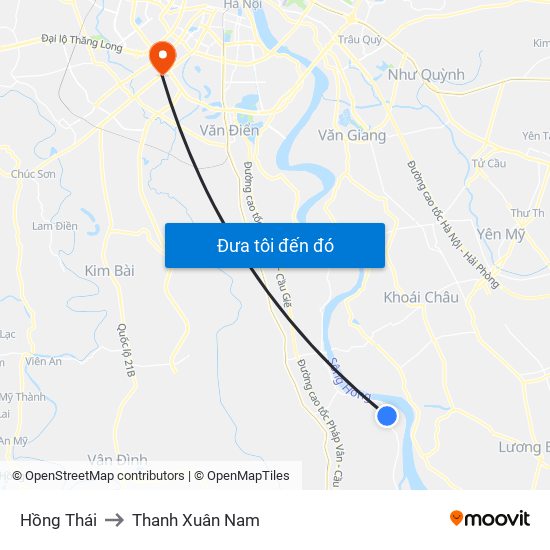 Hồng Thái to Thanh Xuân Nam map