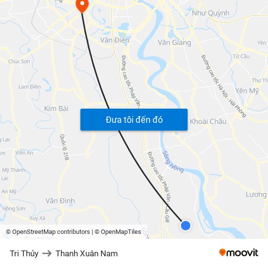 Tri Thủy to Thanh Xuân Nam map
