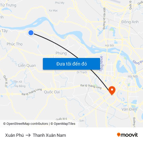 Xuân Phú to Thanh Xuân Nam map