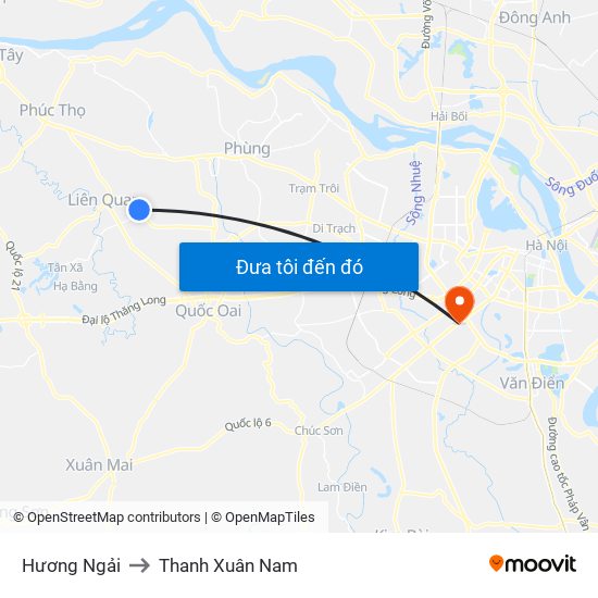 Hương Ngải to Thanh Xuân Nam map